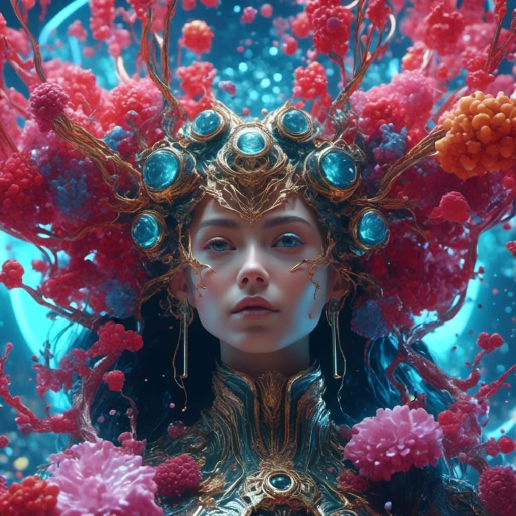 Girl Overthinking in a Fantastical Artificial World