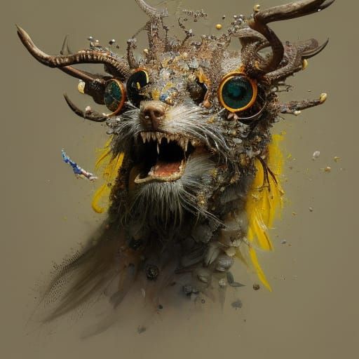 Hyperrealistic Taxidermied Animal in Dramatic Lighting