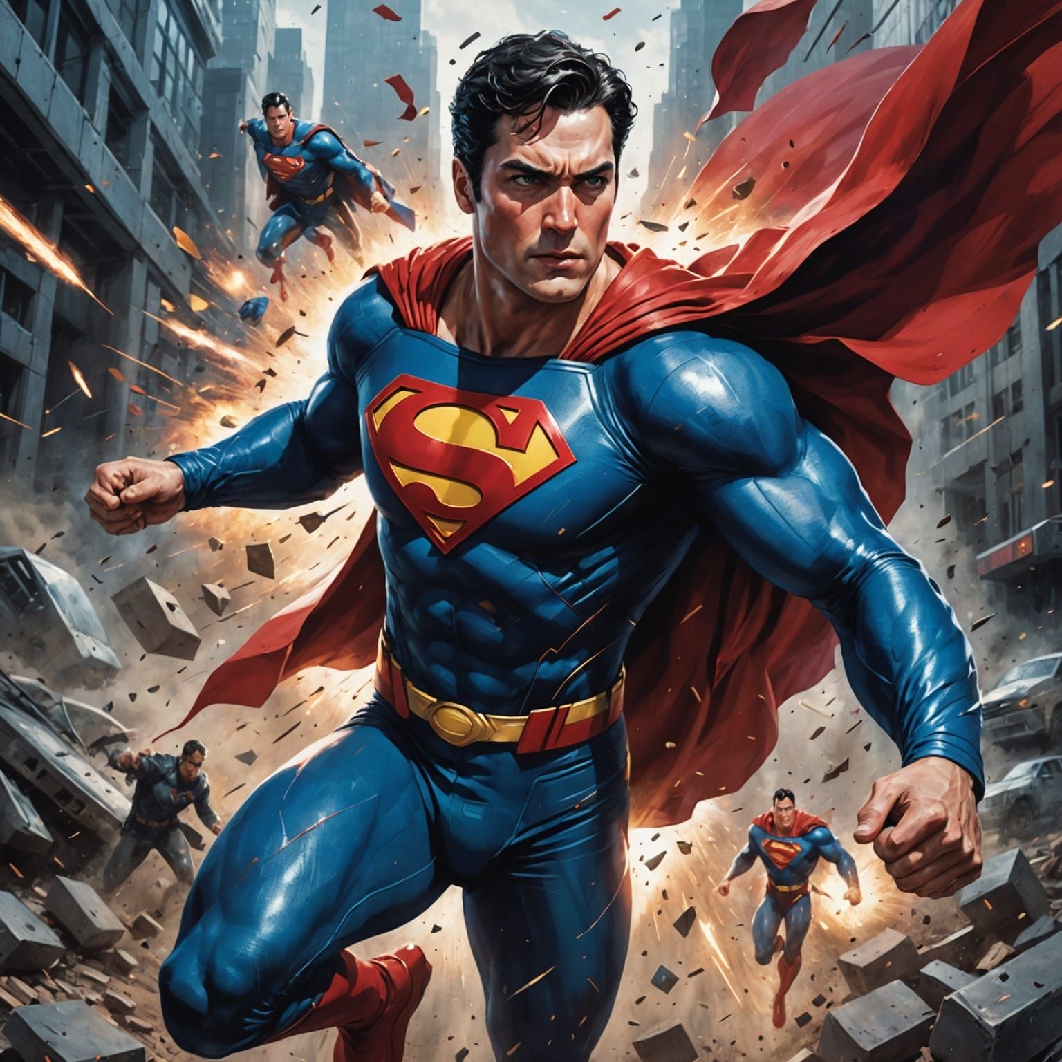 Man in Action-Packed Superman Costume Scene