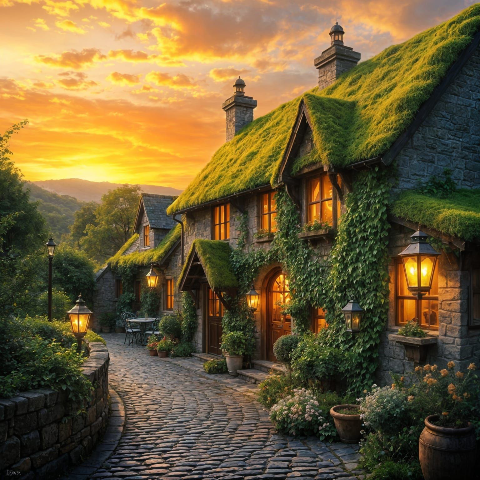 Tavern in the Golden Hour, English Countryside