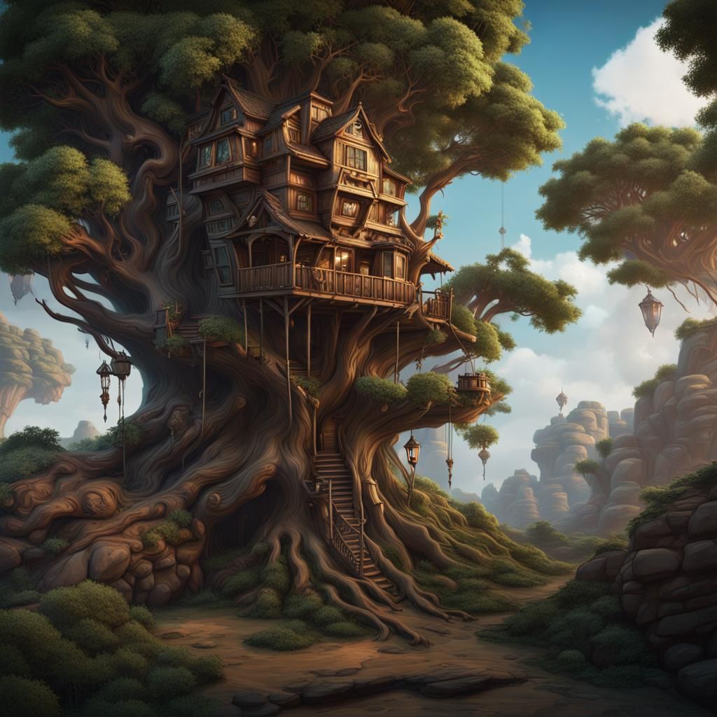 Treehouse on Jupiter: Detailed Matte Painting