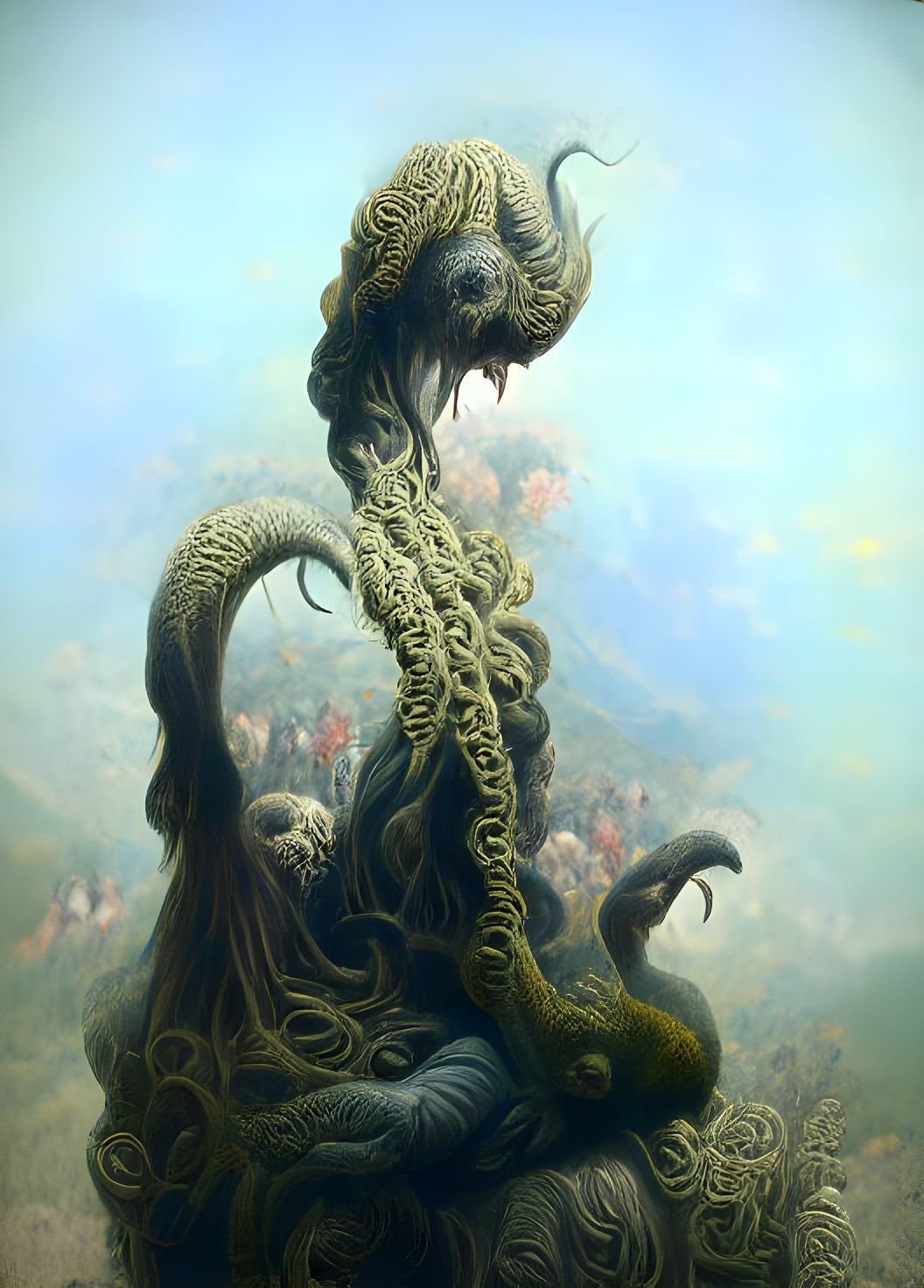 Menacing Tentacle Monster in Dark Art Style