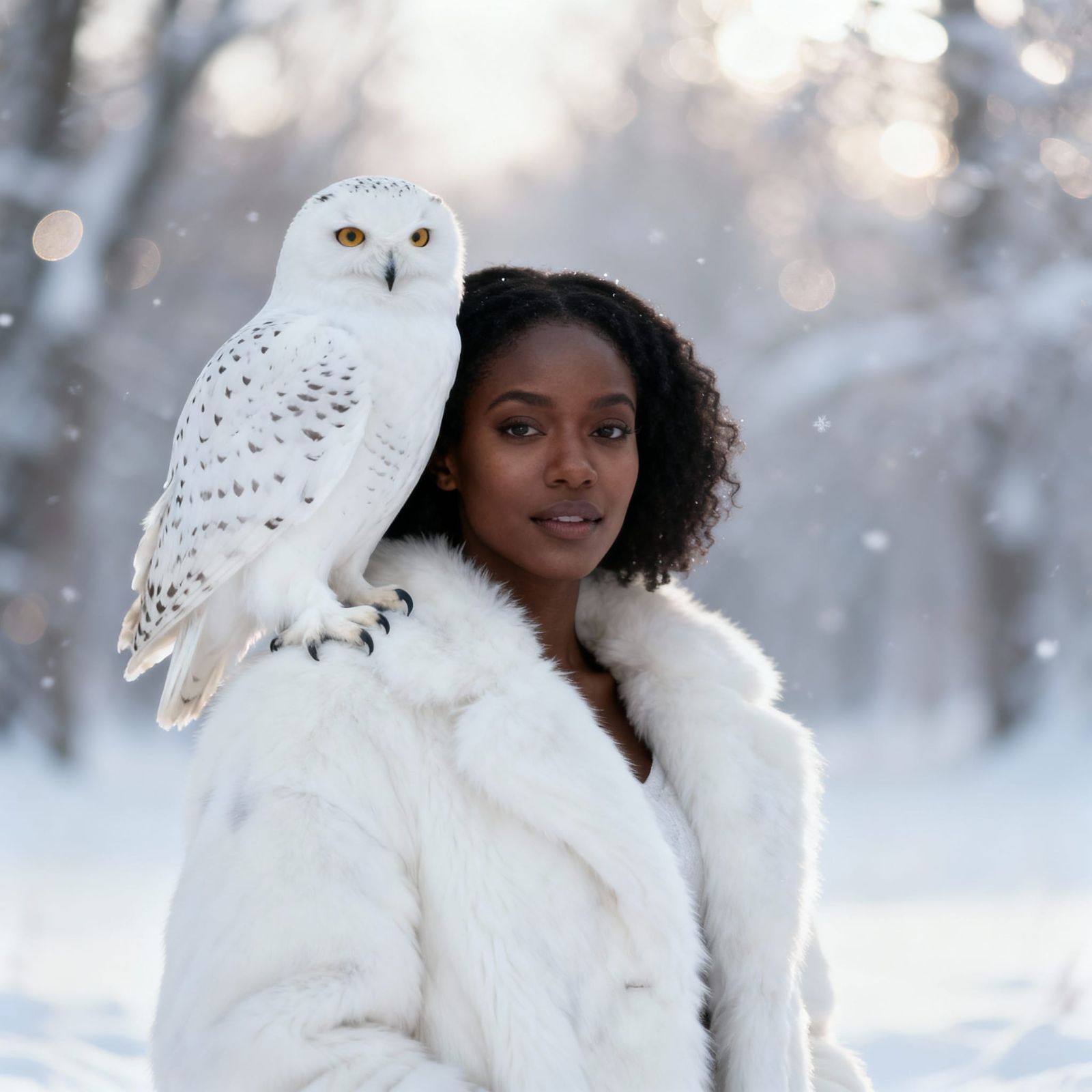 Hyperrealistic Winter Dreamland Portrait of a Black Woman