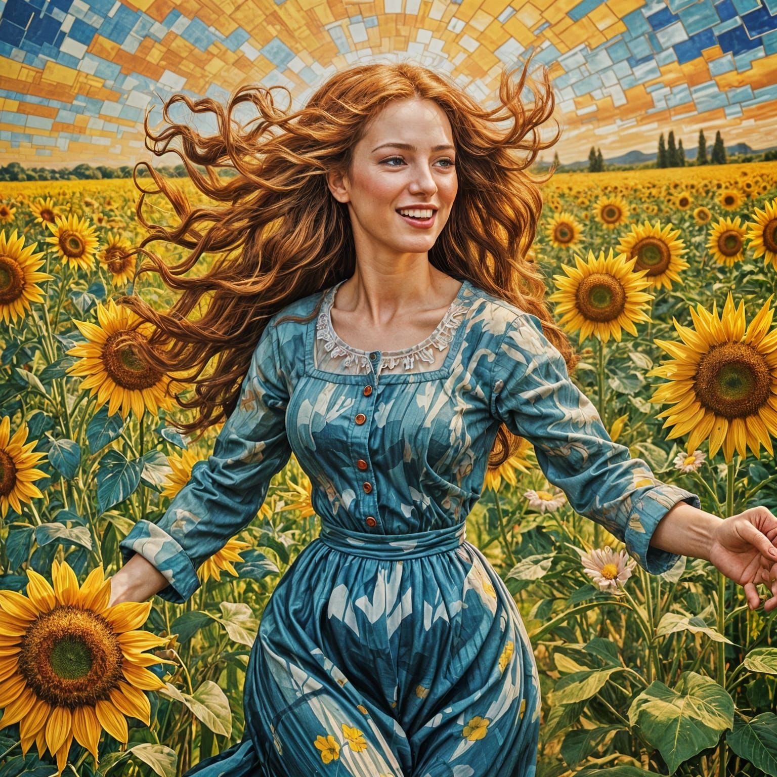 Excited Woman Embracing Joyful Moment