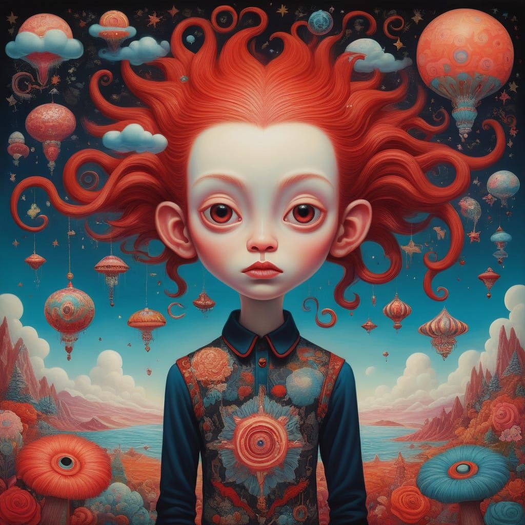 Upside-Down Monkey with Vibrant Honker Nose in Whimsical Dre...