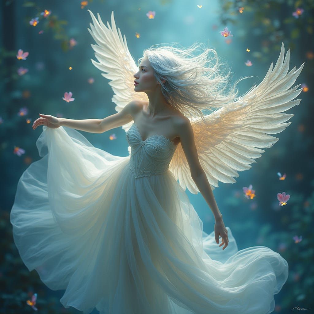 Ethereal Fantasy Goddess in Iridescent Hues