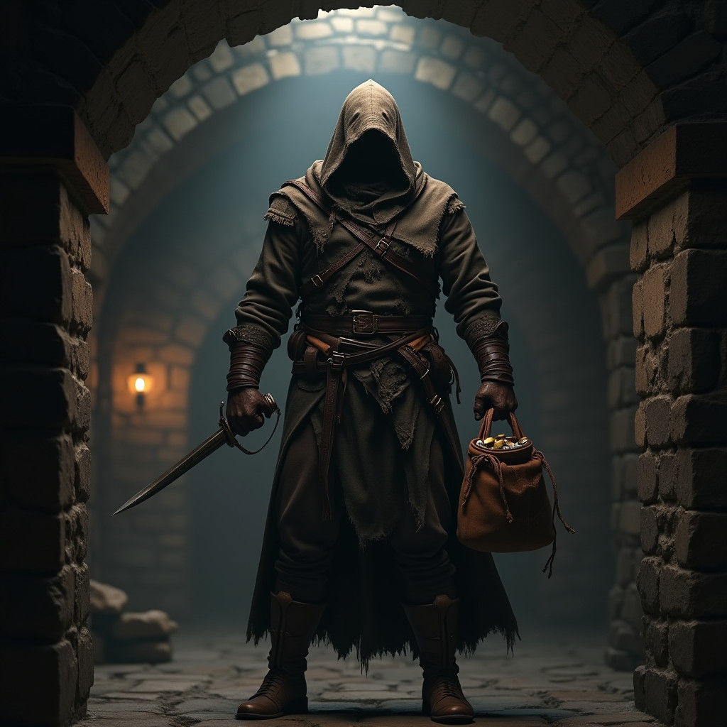 Menacing Medieval Thug in Gritty Fantasy Art Style