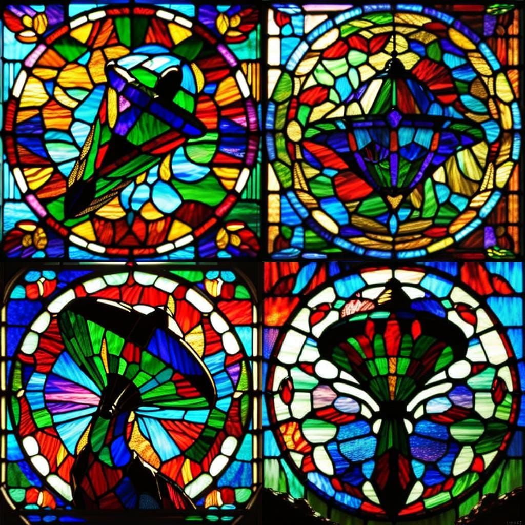 Stained Glass UFO in Surreal Hyperrealistic Style