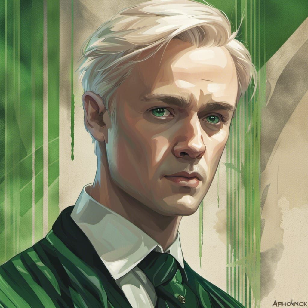 Draco Malfoy Portrait in Art Nouveau Style