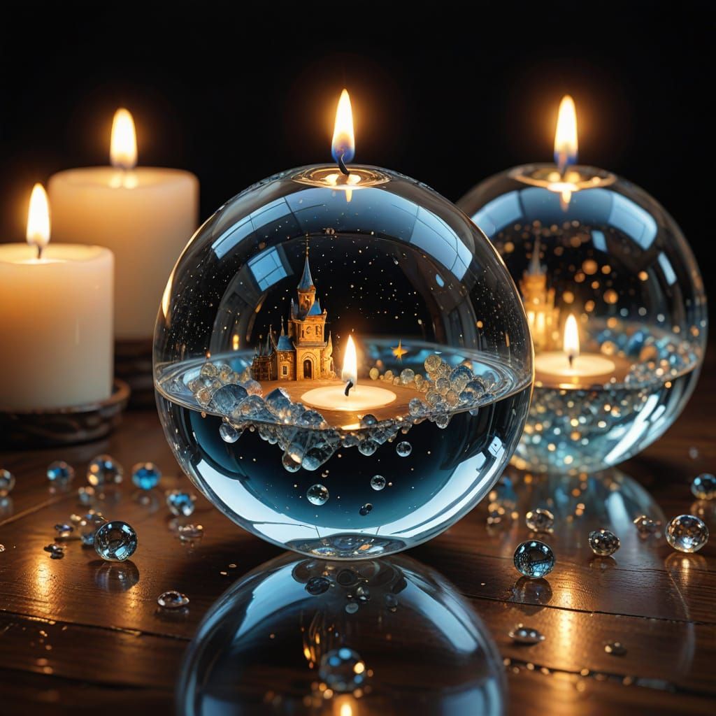 Vibrant Crystal Orbs in Golden Light