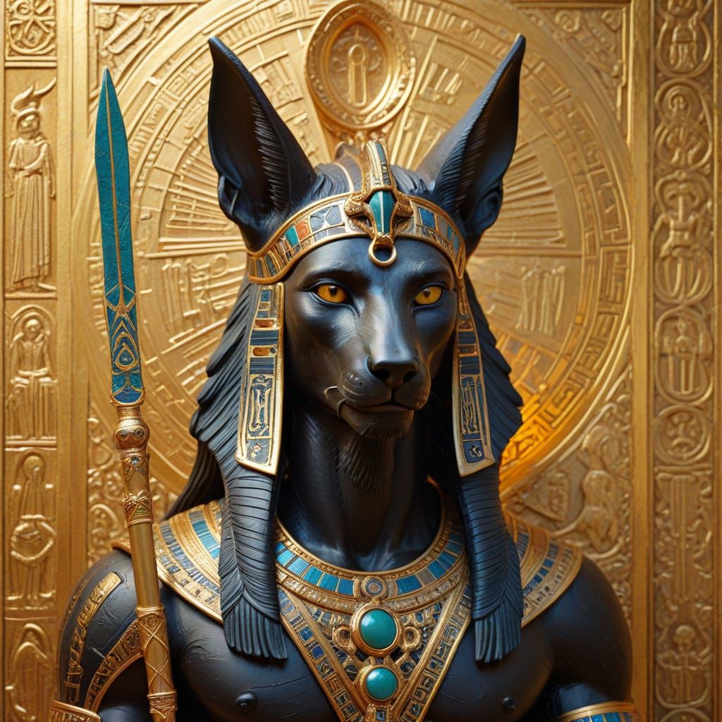 Ancient Egyptian God Anubis in Orthodox Icon Style