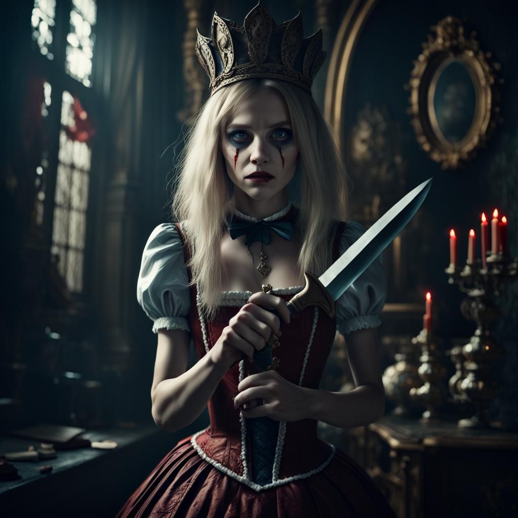 Evil Alice in Wonderland: Dark Cinematic Portrait
