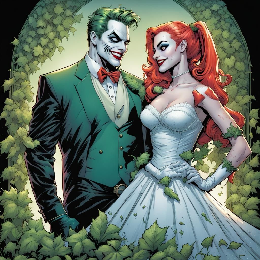 Harley Quinn and Poison Ivy Wedding Art