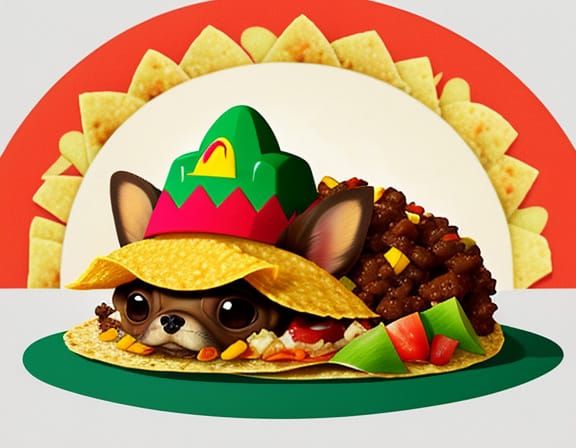 Comical Taco-Chihuahua Hybrid in Sombrero