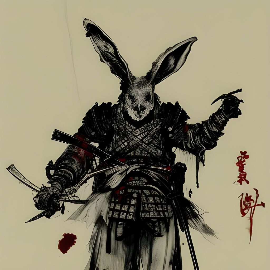 Samurai Skull Rabbit's Honorable Suicide in Ink