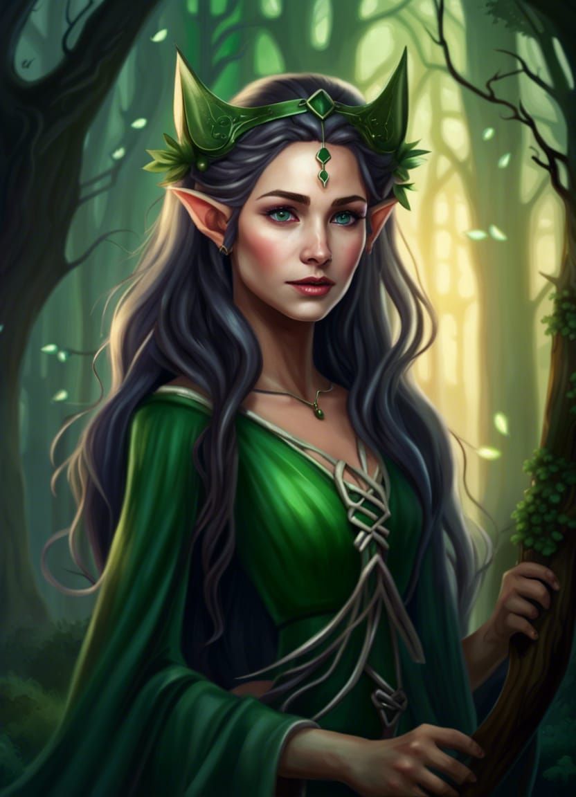 Majestic Elvish Princess in Ancient Forest