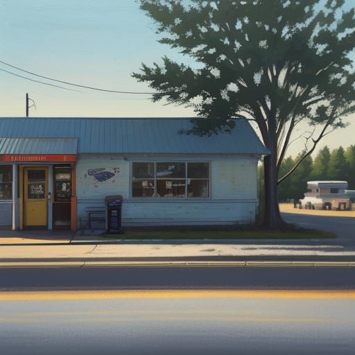 Sunday Solitude in a Deserted American Town, in Neo-Impressi...