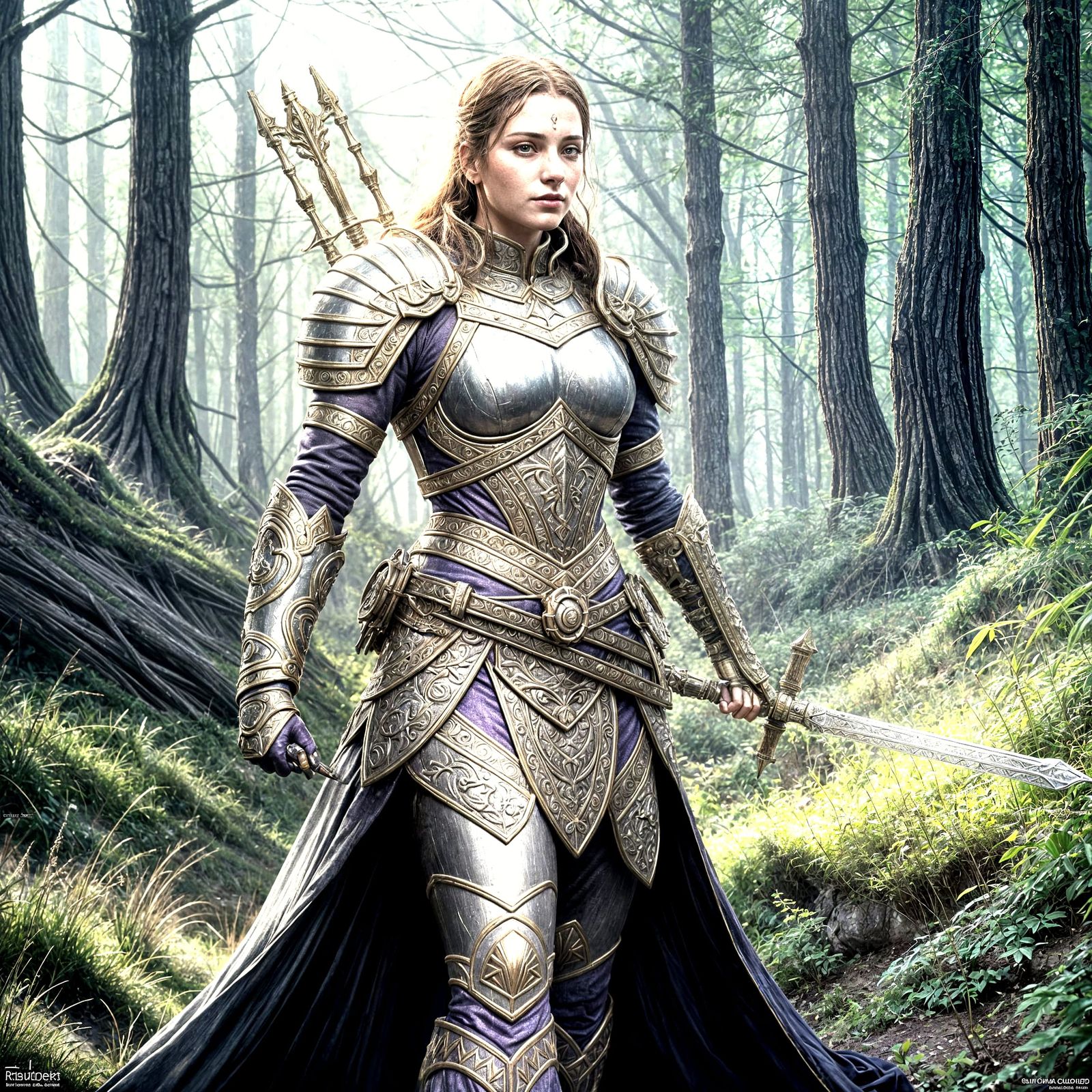Brave Valkyrie in Gold and Silver Armor
