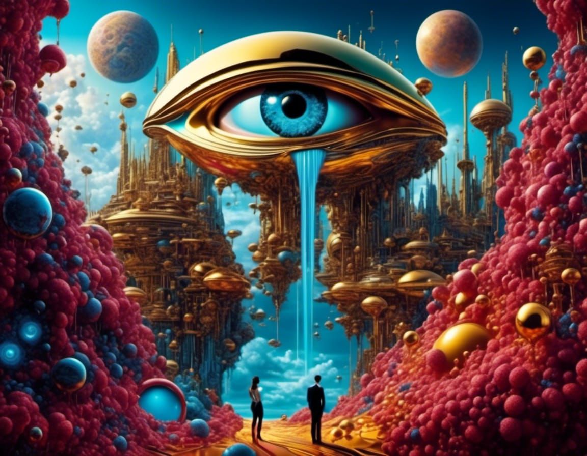 Surreal Melting Comic Book Art in Oil on Canvas