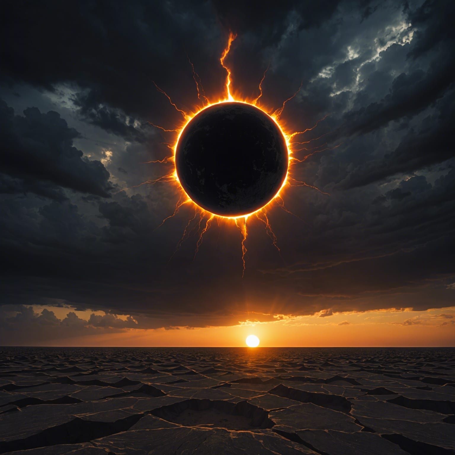 Detailed Hyperrealistic Black Hole, Eclipse, Solar Storm