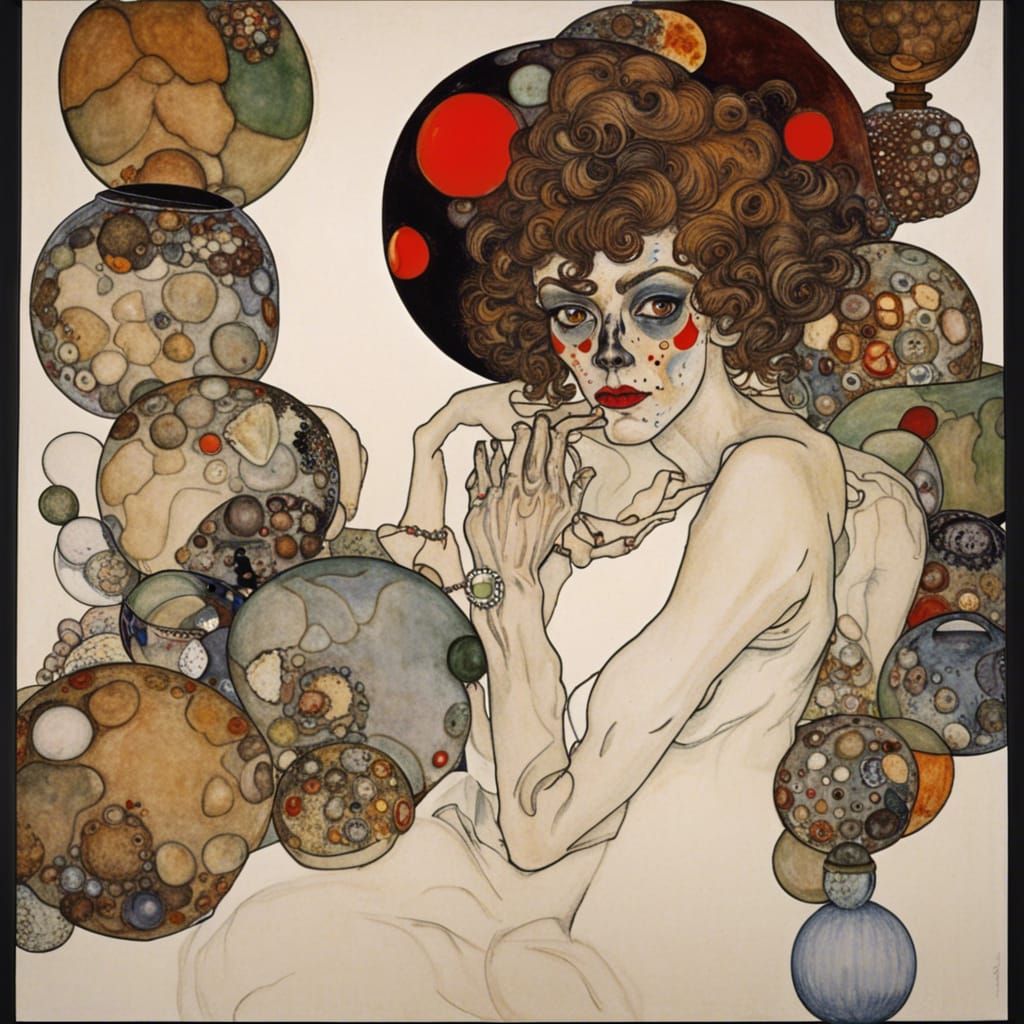 Egon Schiele Inspired: Woman with Glass Spheres