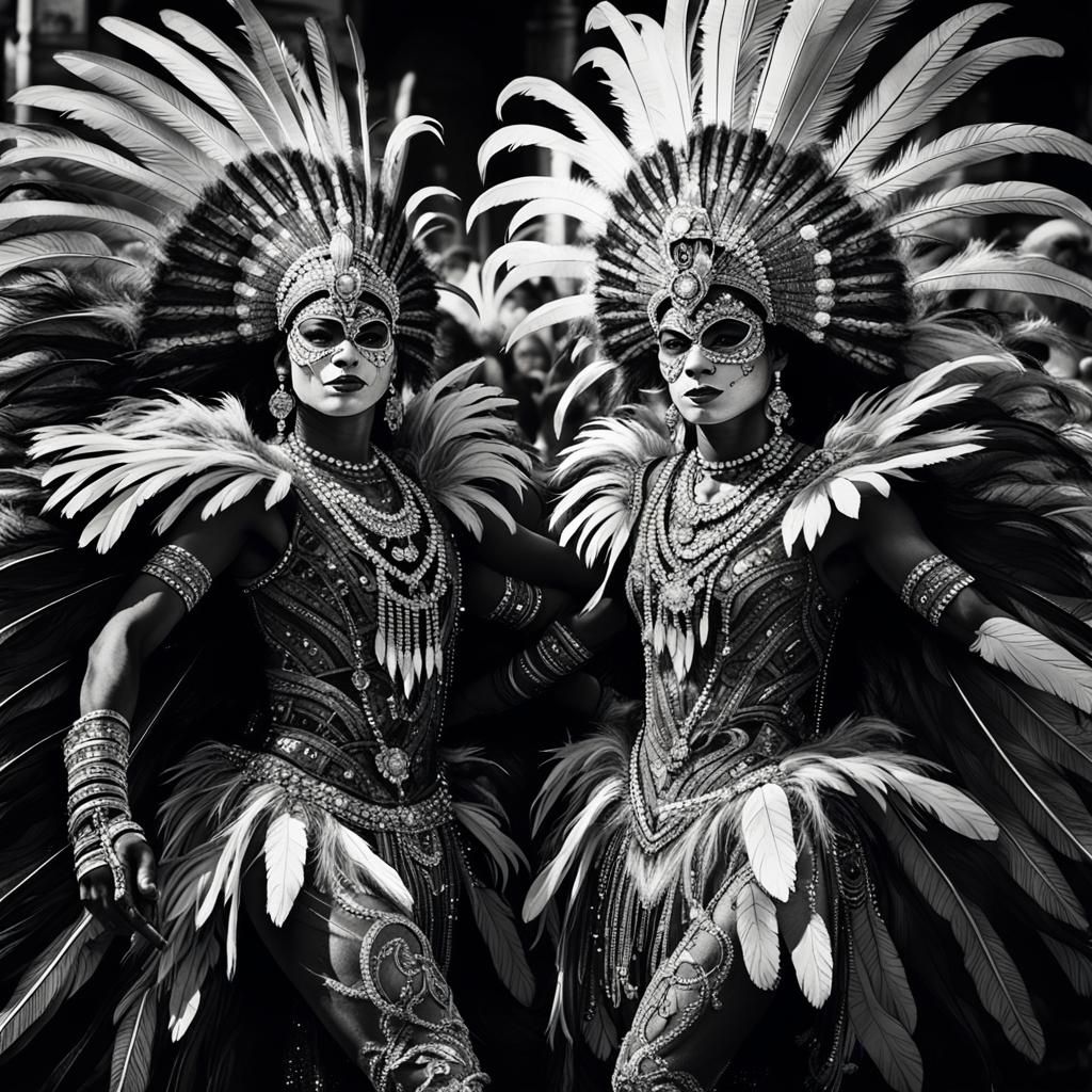 Rio Carnaval Dancers in Charcoal