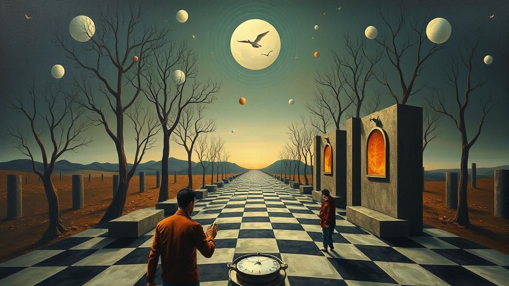 Surreal Fantasy Scene as Melting Oil Painting