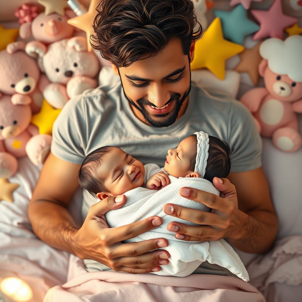 Father-Daughter Bonding: Newborn Sara in Dreamy Nursery