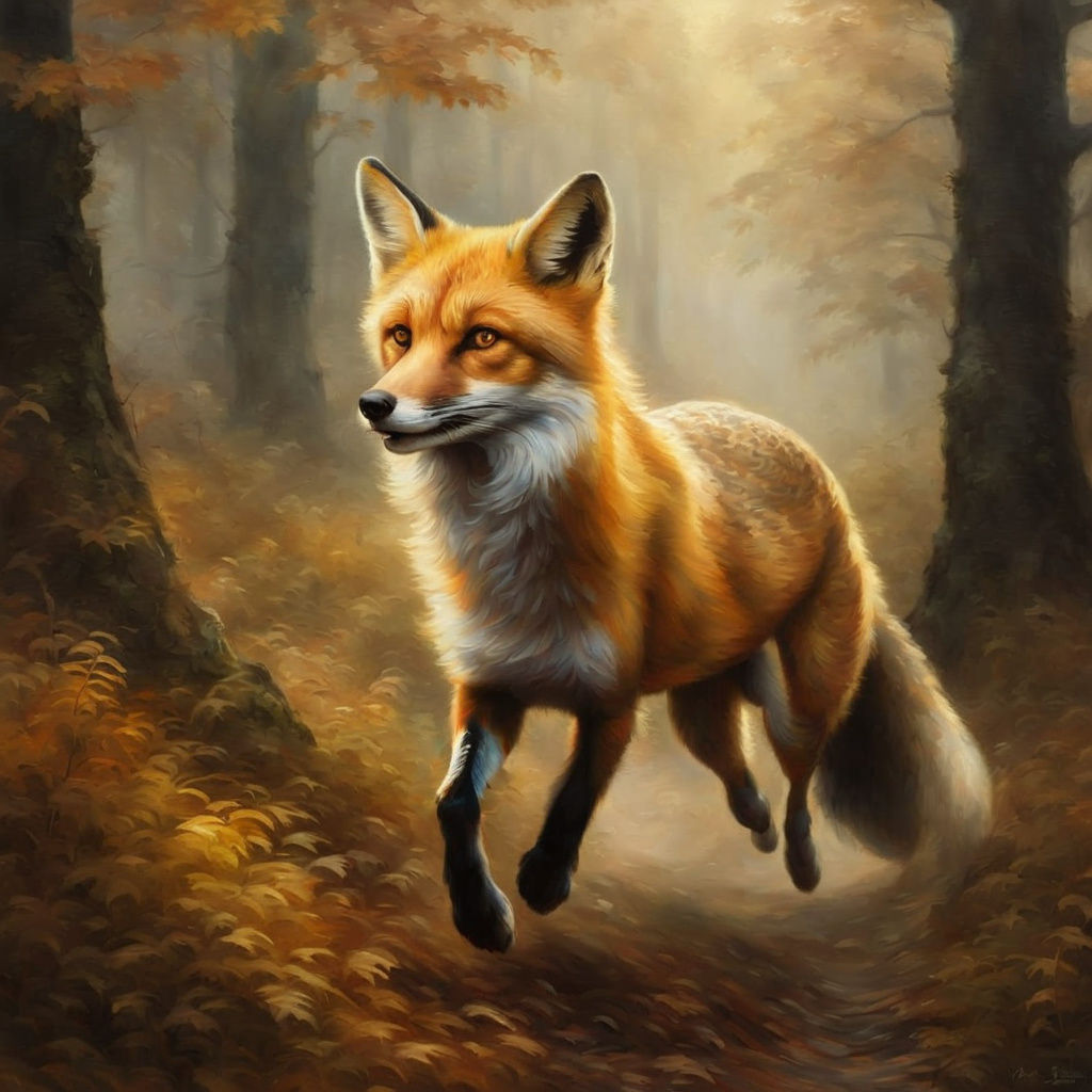 Fox in Forest: Dutch Golden Age Style Painting