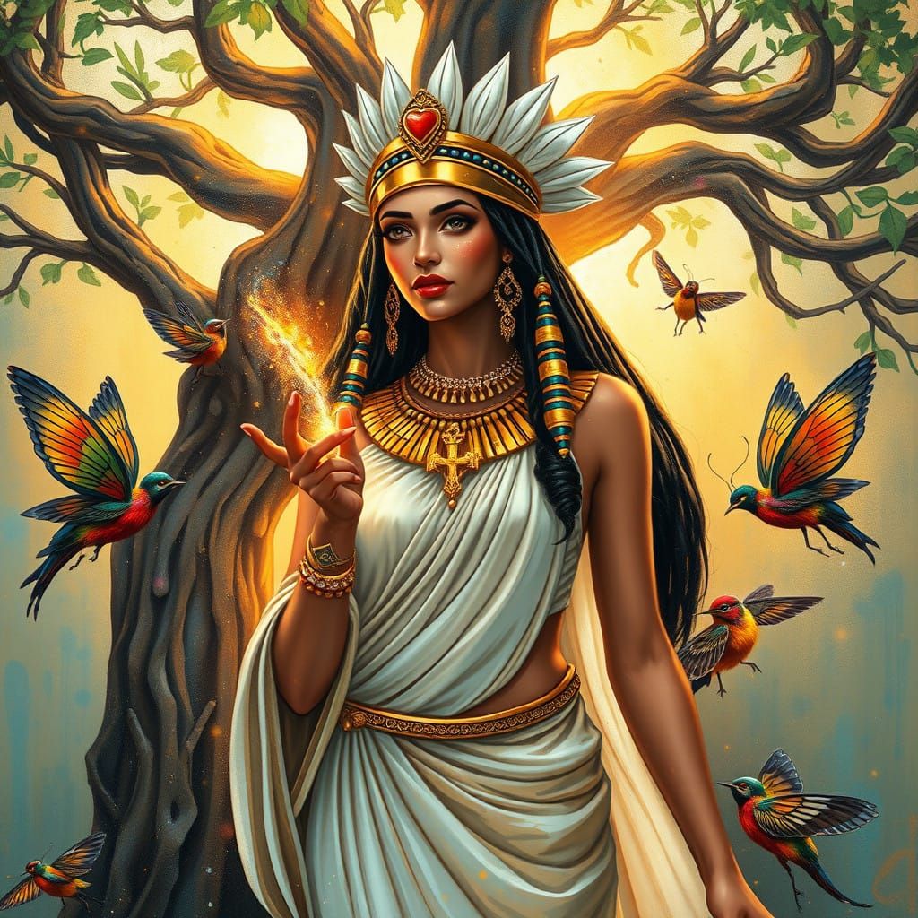 Egyptian Goddess of Love Radiates Pixie Dust in a Vibrant St...