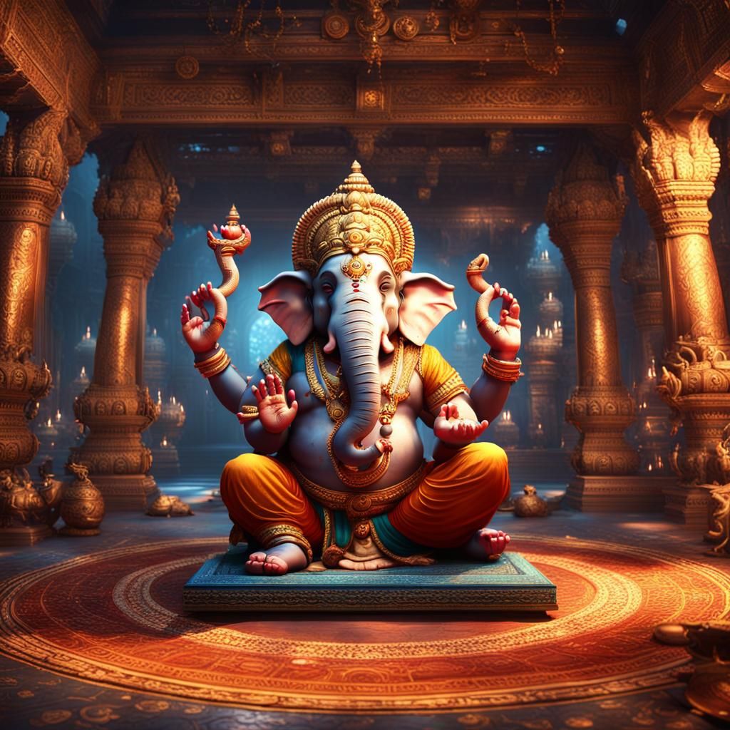 Ganesha Dances: Indian God of Wisdom, Digital Art