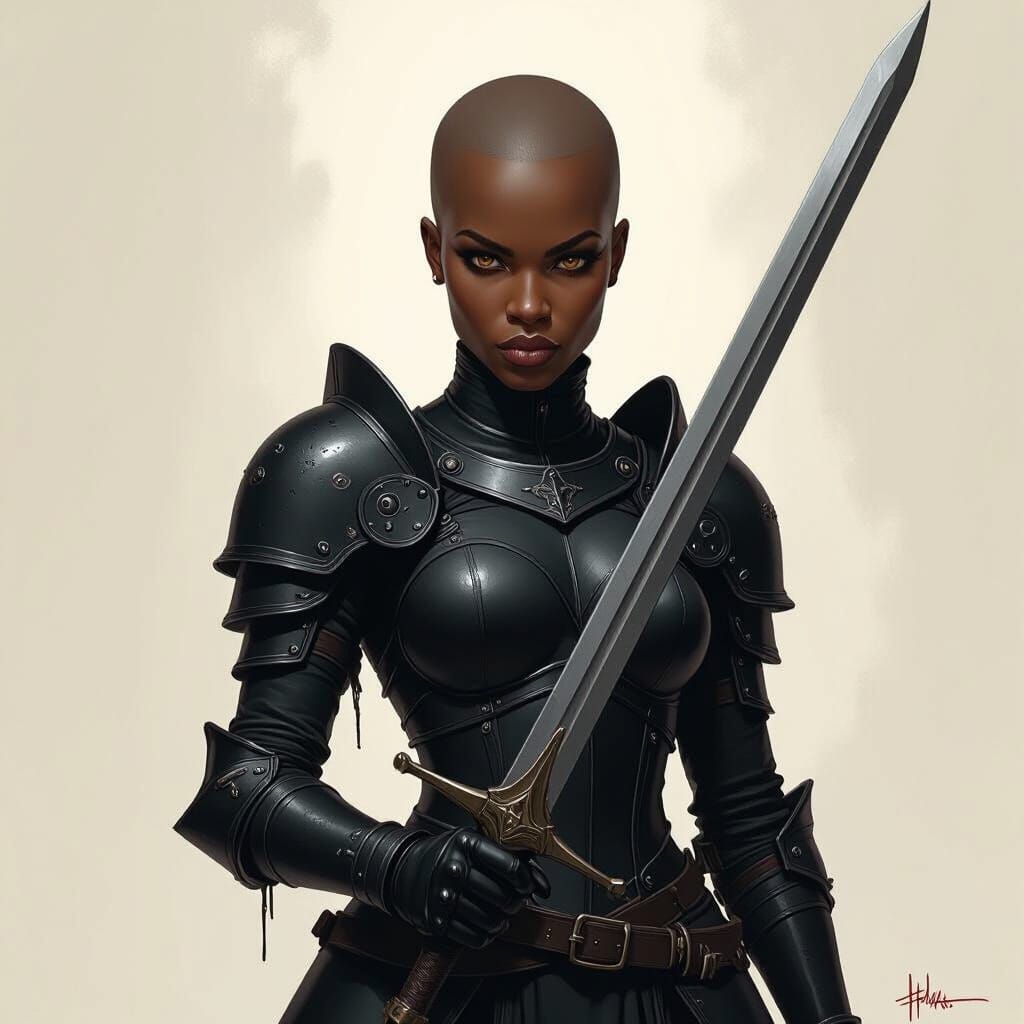 Armored Hellknight with Sword in Dark Fantasy Style