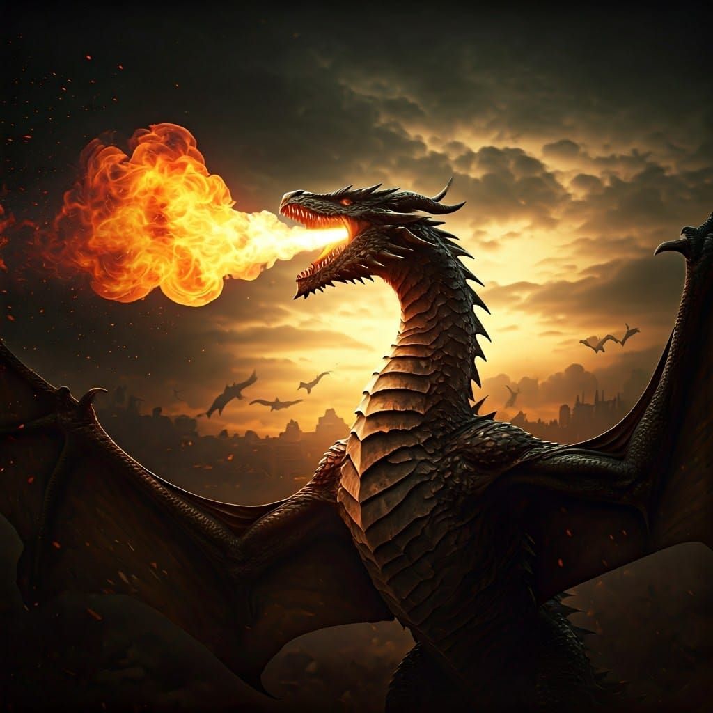 Apocalyptic Fire Dragon in Cinematic Lighting