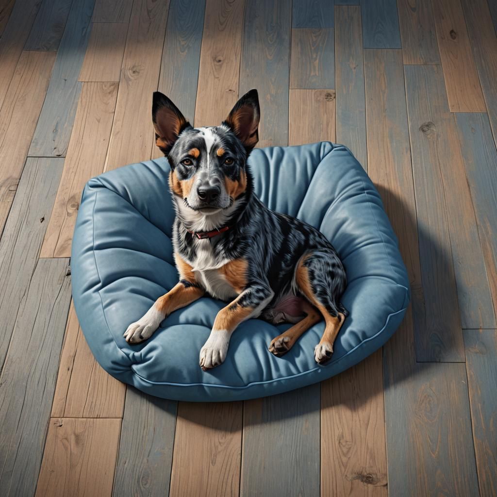 Blue Merle Australian Cattle Dog Sleeping: 3D Rendered