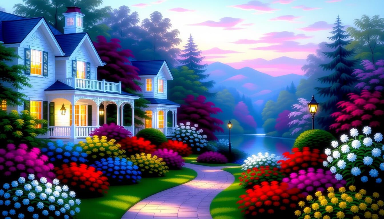 Luminous Flower Garden in Light and Space Style