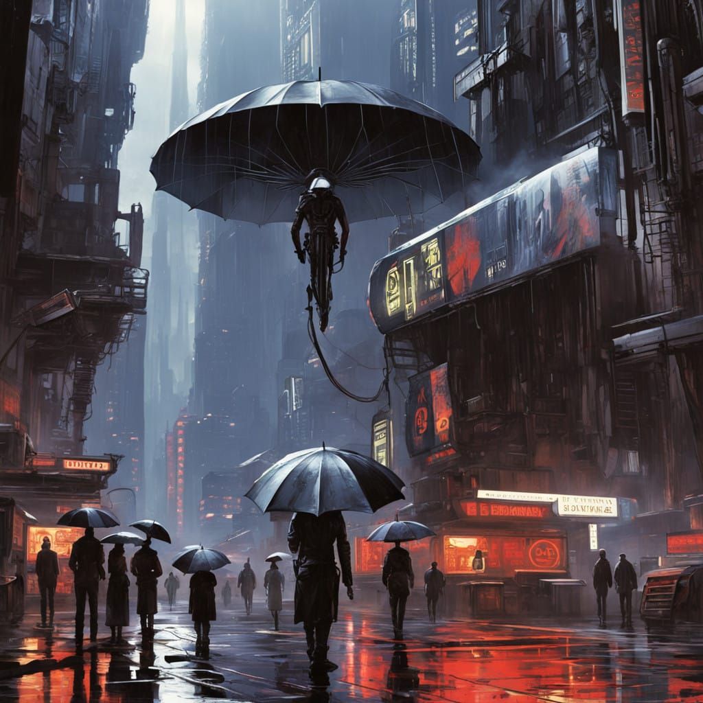 Cyberpunk Dystopian Cityscape of a Foreboding Corporate Enti...