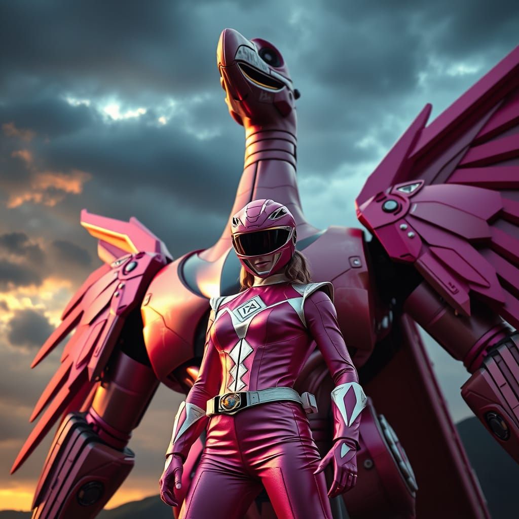 Taylor Swift as Pink Power Ranger Heroically Stands with Pin...