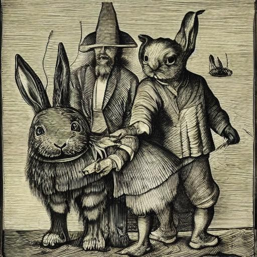 Good, Bad, and Ugly Rabbits in Expressionist Style