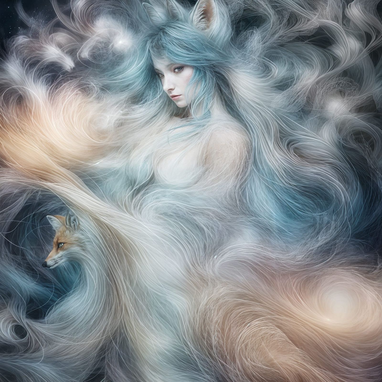 Fox Spirit's Dream: Abstract Geometric Shapes and Soft Color...