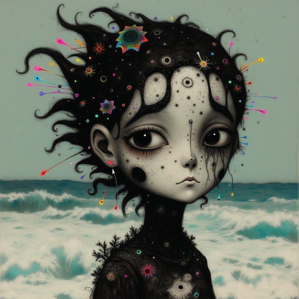 Solarpunk Warrior Claimed by the Ocean