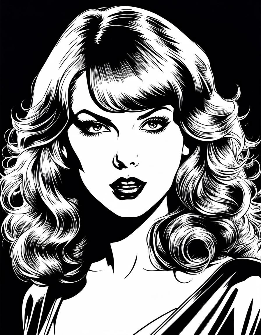 Taylor Swift as Vintage Horror Comic Illustration