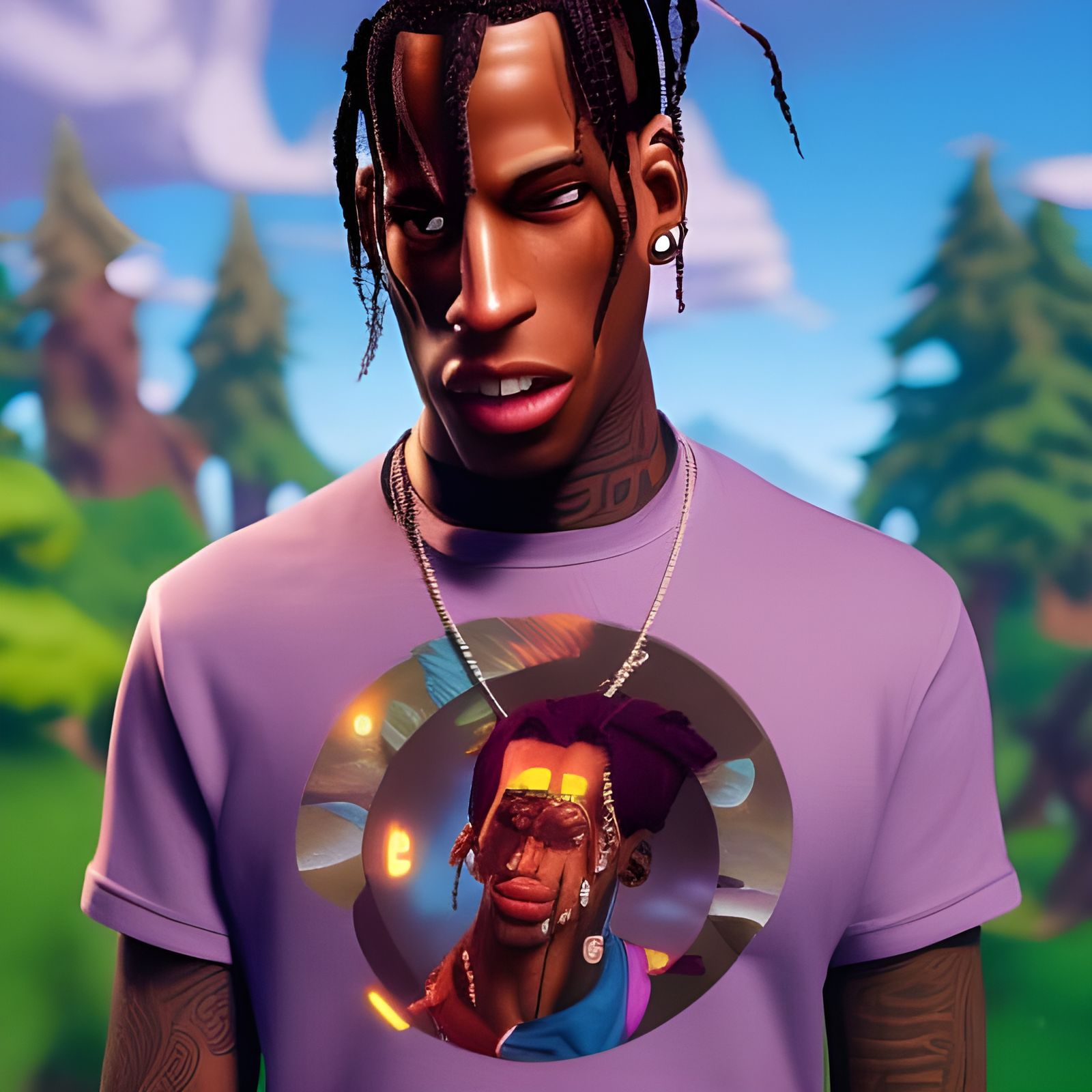 Travis Scott Fortnite T-Shirt Logo: Detailed Matte Painting