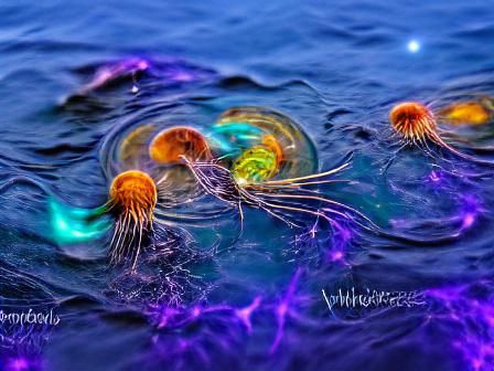Bioluminescent Jellyfish Dance in the Deep Sea
