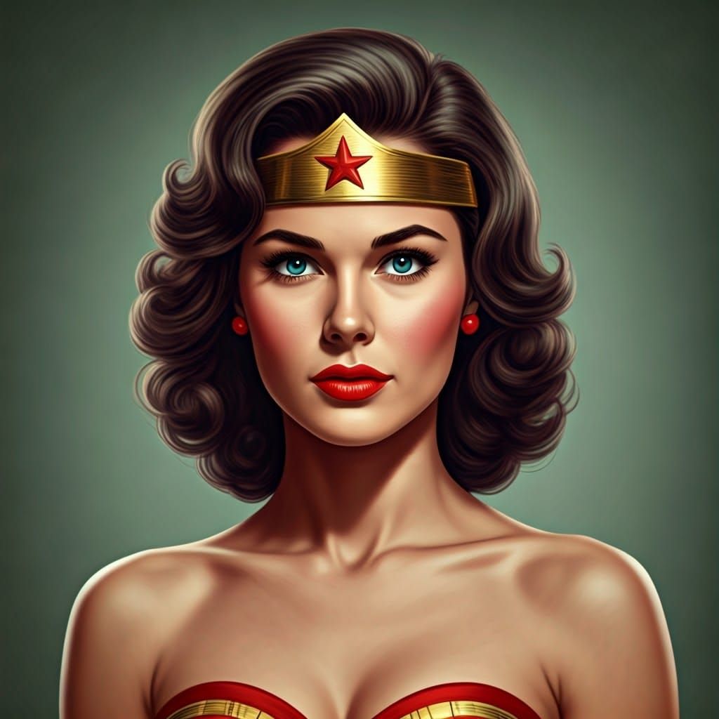 Wonder Woman as Laura Croft in a 1950s High School Yearbook....