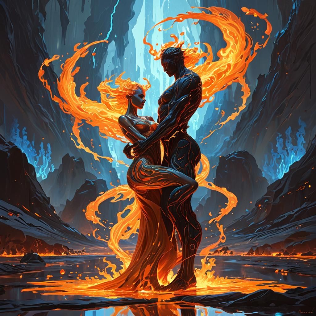 Fire Elementals Dance in Mead-Inspired Concept Art