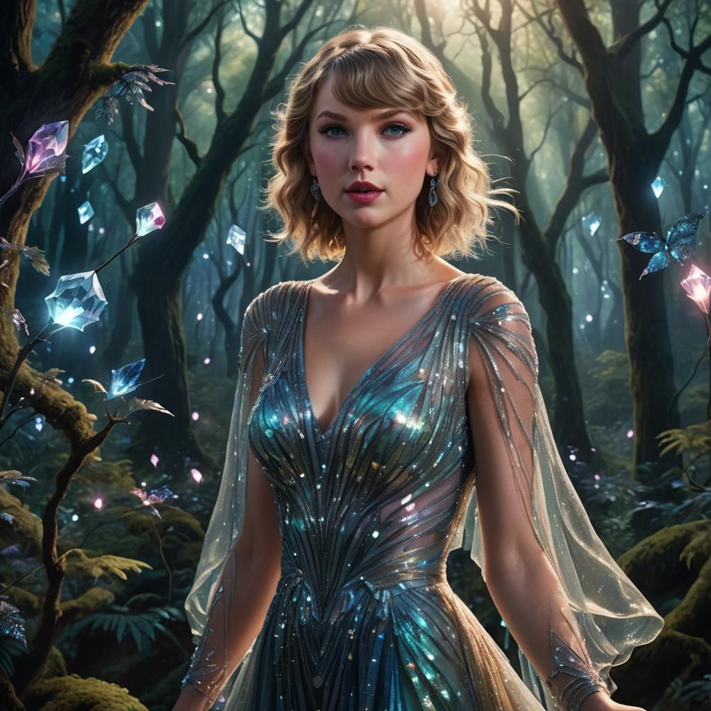 Singer in Moonlit Forest: Fantasy Illustration