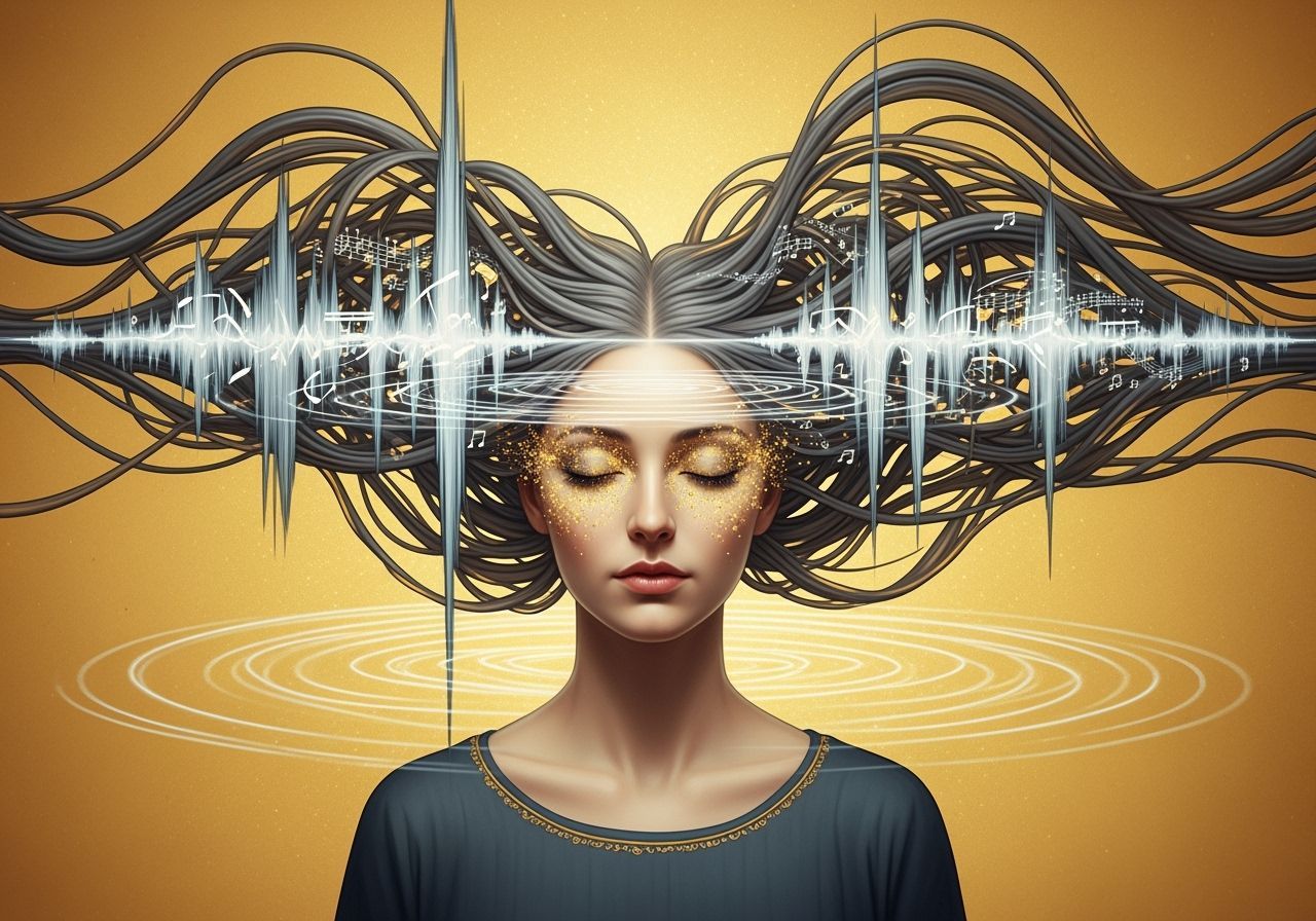 Surreal Portrait of Woman as Music, Art Nouveau Style