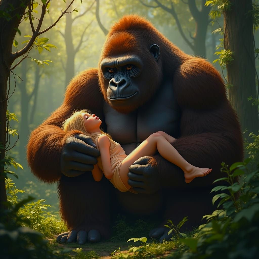 Gentle Giant Gorilla Protects Woman in Palm