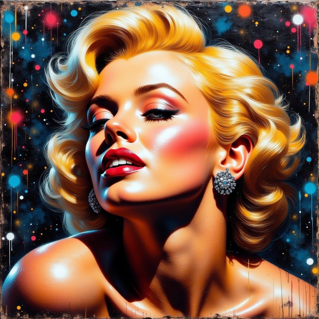 Textured Impasto Oil Painting of Marilyn Monroe