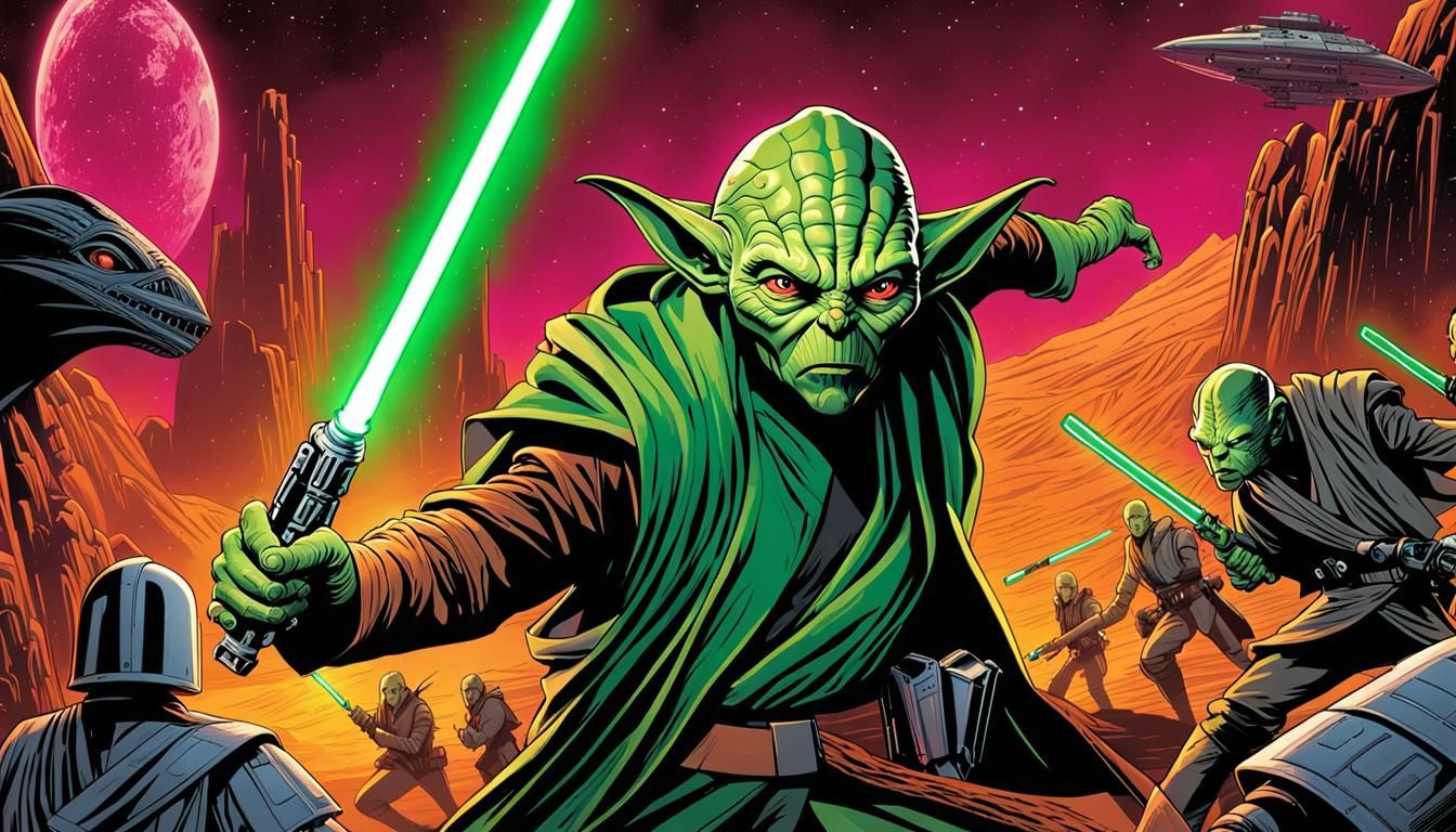 Kit Fisto Battles in War Zone, Digital Art